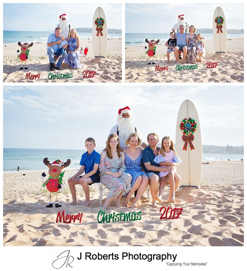 Aussie Santa at Long Reef Beach Professional Photos in December leading up to Christmas Lots of Fun